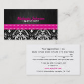 Elegant zwart-witmasker met warmroze lint afsprakenkaartje (Voorkant / Achterkant)