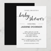 Elegant zwart-witminimalistisch Baby shower Kaart (Voorkant / Achterkant)