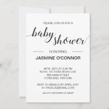 Elegant zwart-witminimalistisch Baby shower