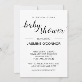 Elegant zwart-witminimalistisch Baby shower Kaart