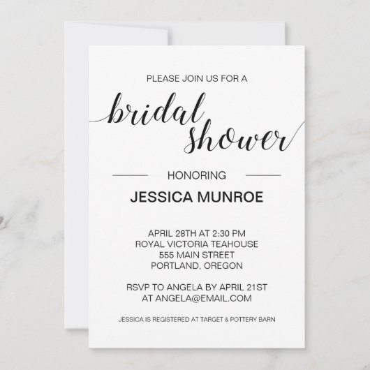 Elegant zwart-witminimalistisch Vrijgezellenfeest Kaart (Voorkant)