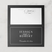 Elegant zwart-witscript plaatskaartje (Buitenkant ongevouwen)