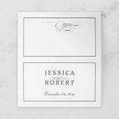 Elegant zwart-witscript plaatskaartje (Buitenkant ongevouwen)