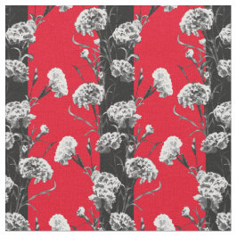 Elegant Zwart Witte Bloem Strepen Anjer Rood Stof