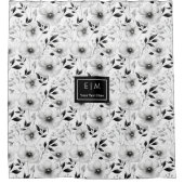 Elegant zwart-witte bloemen douchegordijn (Voorkant)