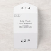 Elegant zwart-witte bruiloft all in one uitnodiging (Buitenkant)