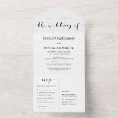 Elegant zwart-witte bruiloft all in one uitnodiging (Binnen)