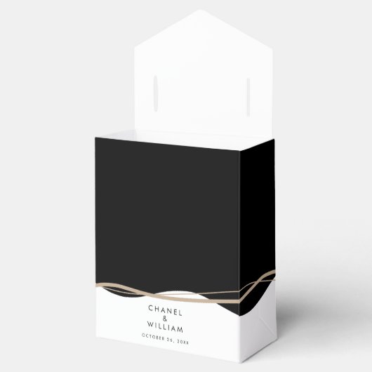 Elegant zwart-witte bruiloft bedankdoosjes (Geopend)