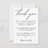 Elegant zwart-witte bruiloft bedankkaart (Voorkant)