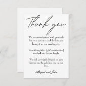 Elegant zwart-witte bruiloft bedankkaart (Voorkant / Achterkant)