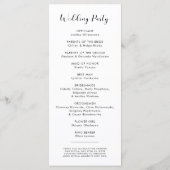 Elegant zwart-witte bruiloft programmakaart (Achterkant)