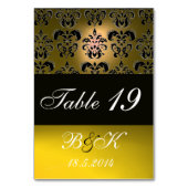 ELEGANT ZWART, WITTE GEEL DAMASKMONOGRAM KAART (Achterkant)