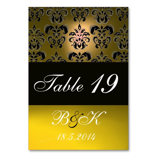 ELEGANT ZWART, WITTE GEEL DAMASKMONOGRAM KAART (Achterkant)
