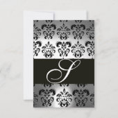 ELEGANT ZWART WITTE GRAY DAMASK MONOGRAM RSVP (Voorkant)
