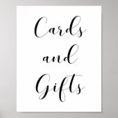 Elegant zwart-witte Kaarten en cadeautwitbord Poster (Voorkant)