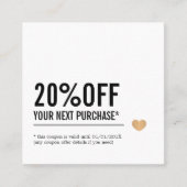 Elegant zwart witte lijn faux gouden hart kortingskaartje (Voorkant)