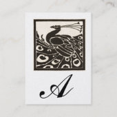 ELEGANT ZWART WITTE PEACOCK MONOGRAM Pearl Metal Visitekaartje (Achterkant)