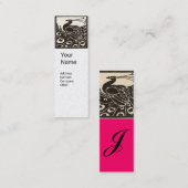 ELEGANT ZWART WITTE PEACOCK Monogram Warm Roze Mini Visitekaartje (Voorkant / Achterkant)