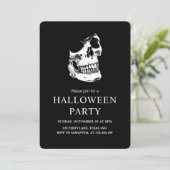 Elegant zwart-witte schedel Halloween Party Feestdagenkaart (Staand voorkant)