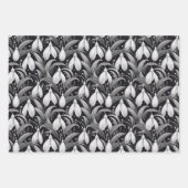 Elegant zwart | Witte Sneeuwklokjes Bloemen Patron Inpakpapier Vel (Voorkant)