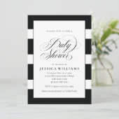 Elegant zwart-witte strepen Baby shower Kaart (Staand voorkant)