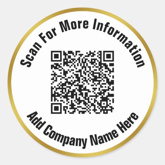 Elegant zwart-wittekst Scan QR Code Ronde Sticker (Voorkant)