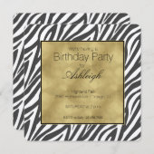 Elegant Zwart Zebra Print Verjaardag Kaart (Voorkant / Achterkant)