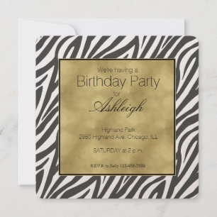 Elegant Zwart Zebra Print Verjaardag Kaart