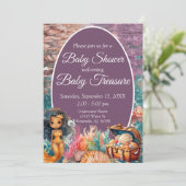 Elegant zwart zeemeermin Baby shower Kaart (Staand voorkant)