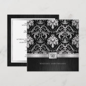 Elegant zwart & zilver 50ste huwelijksjubileum kaart (Voorkant / Achterkant)