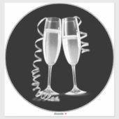 Elegant Zwart Zilver Champagne Glas Stickers (Vel)