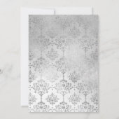 Elegant Zwart Zilver Damask Tiara Quinceanera Kaart (Achterkant)
