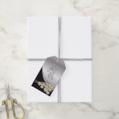 Elegant Zwart, Zilver en Gouden Kerstmis Cadeaulabel (Met Touw)