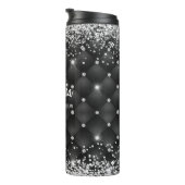 Elegant zwart zilver glitter bruidsjubileum thermosbeker (Geroteerd rechts)