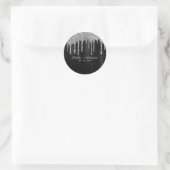 Elegant Zwart & Zilver Glitter Drip Custom Ronde Sticker (Tas)