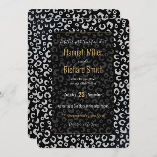 Elegant zwart zilver glitter luipaard patroon (Voorkant / Achterkant)