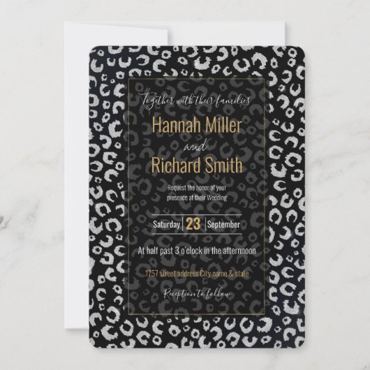 Elegant zwart zilver glitter luipaard patroon (Voorkant)