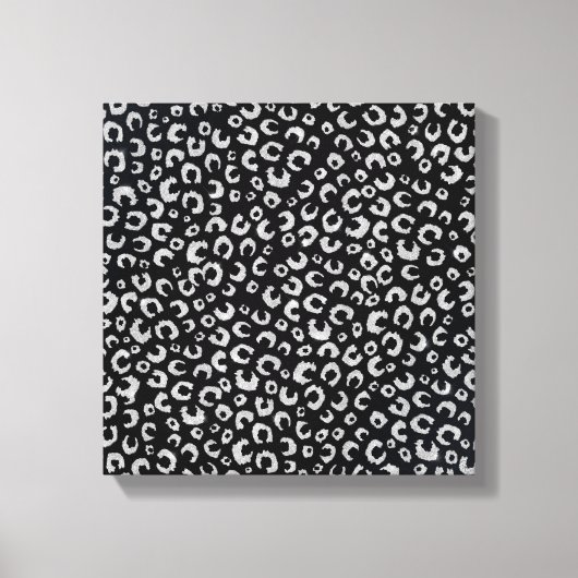 Elegant zwart zilver glitter luipaard patroon canvas afdruk (Voorkant)