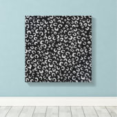 Elegant zwart zilver glitter luipaard patroon canvas afdruk (Insitu (Houten vloer))