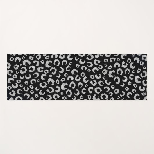 Elegant zwart zilver glitter luipaard patroon yogamat (Voorkant (horizontaal))
