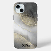 Elegant zwart zilver goud gemarmerd Case-Mate iPhone case (Achterkant)