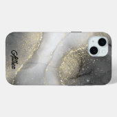 Elegant zwart zilver goud gemarmerd Case-Mate iPhone case (Achterkant (horizontaal))
