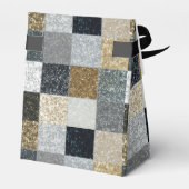 Elegant zwart, zilver & goud metalen dambord bedankdoosjes (Achterkant)