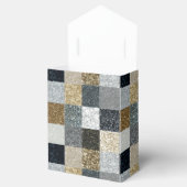 Elegant zwart, zilver & goud metalen dambord bedankdoosjes (Geopend)