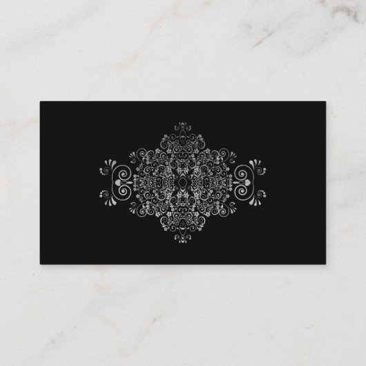 Elegant Zwart Zilver Grijs Swirl Bruiloft Plaatskaartje (Achterkant)