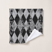 Elegant Zwart Zilver Harlekijn Bad Handdoek (Wasdoekje)