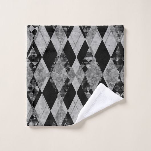 Elegant Zwart Zilver Harlekijn Bad Handdoek (Wasdoekje)