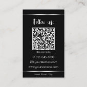 Elegant Zwart Zilver Logo Foto QR Code Sjabloon Visitekaartje (Achterkant)