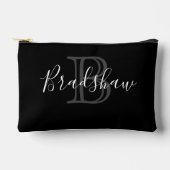 Elegant Zwart Zilver Monogram Aangepaste Naam Etui (Voorkant)