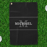Elegant Zwart Zilver Monogram Aangepaste Naam Golfhanddoek<br><div class="desc">Pas de tekst aan, en creëer gemakkelijk uw gepersonaliseerde golfhanddoek. Klik op BEWERKEN om de tekstkleur of achtergrondkleur te wijzigen. U kunt DIT ONTWERP OVERDRAGEN op andere Zazzle-producten en het aanpassen aan de meeste Zazzle-items. Standaard Studio-design zijn gemaakt in grafische oplossingen met hoge resolutie voor professioneel afdrukken. Bedankt voor het...</div>